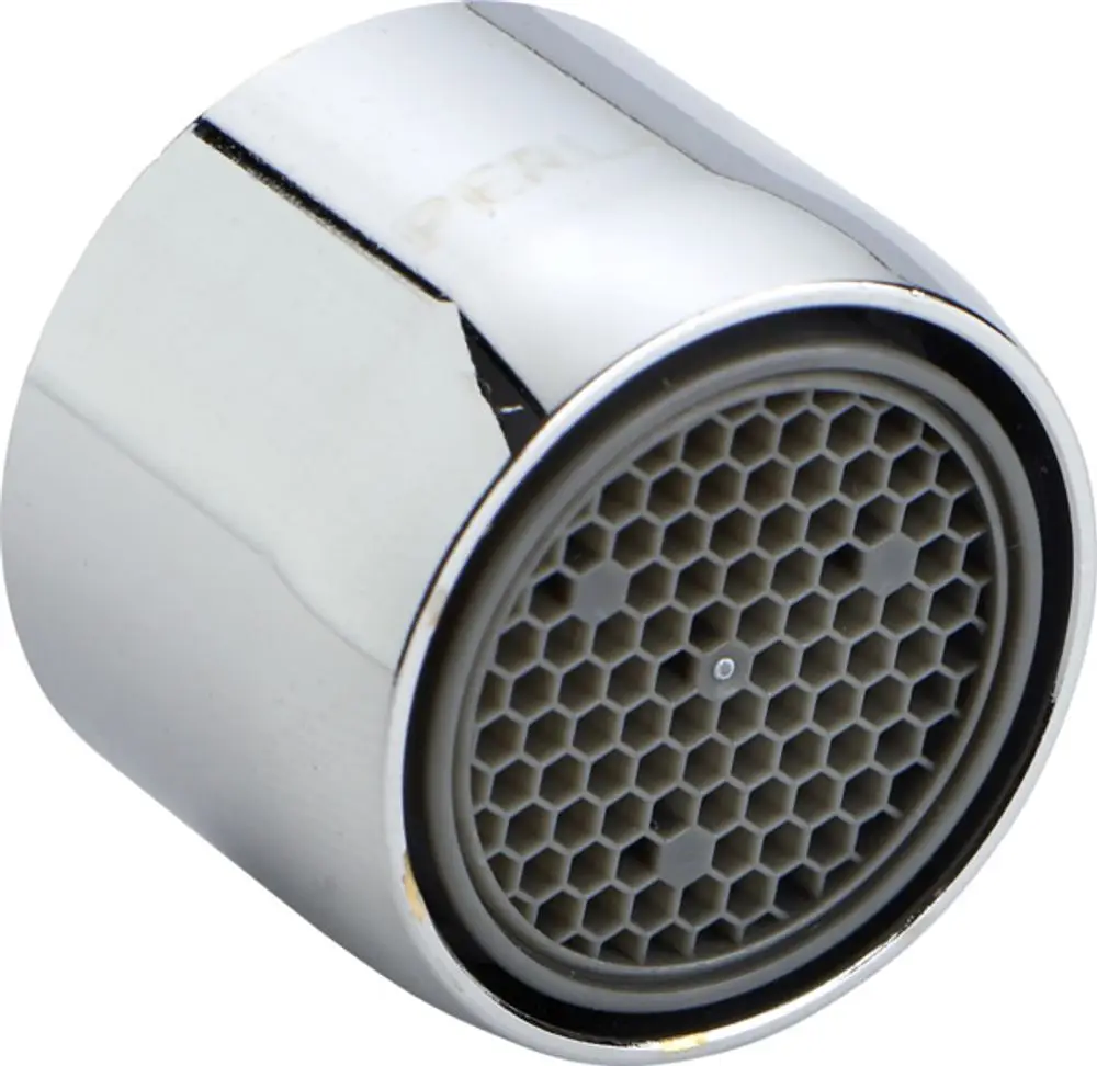 Strahlregler in Silber mit einer runden Öffnung und einem Wabengitter innen. Hergestellt von Ideal Standard, geeignet für Wasserleitungen.
